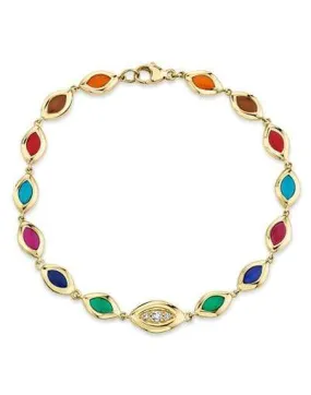 7 Color Enamel Cat's Eye Bracelet