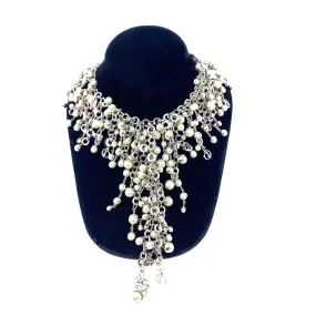 Christian DIOR Silver Tone Cascading Pearl Statement Necklace