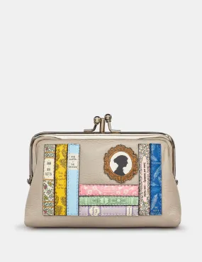 Jane Austen Bookworm Warm Grey Leather Aubrey Frame Purse