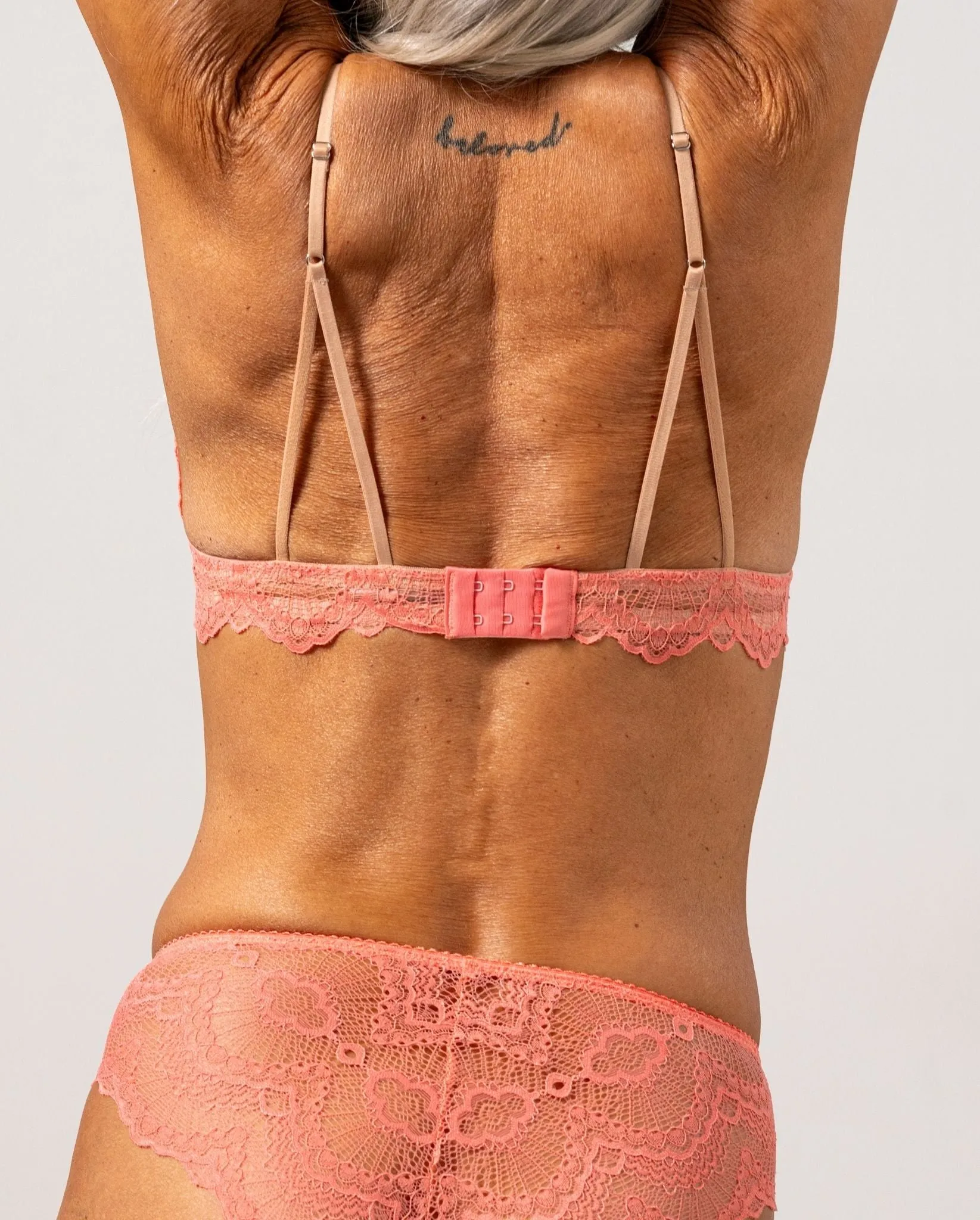 Lace Triangle Bralette Coral/Sand