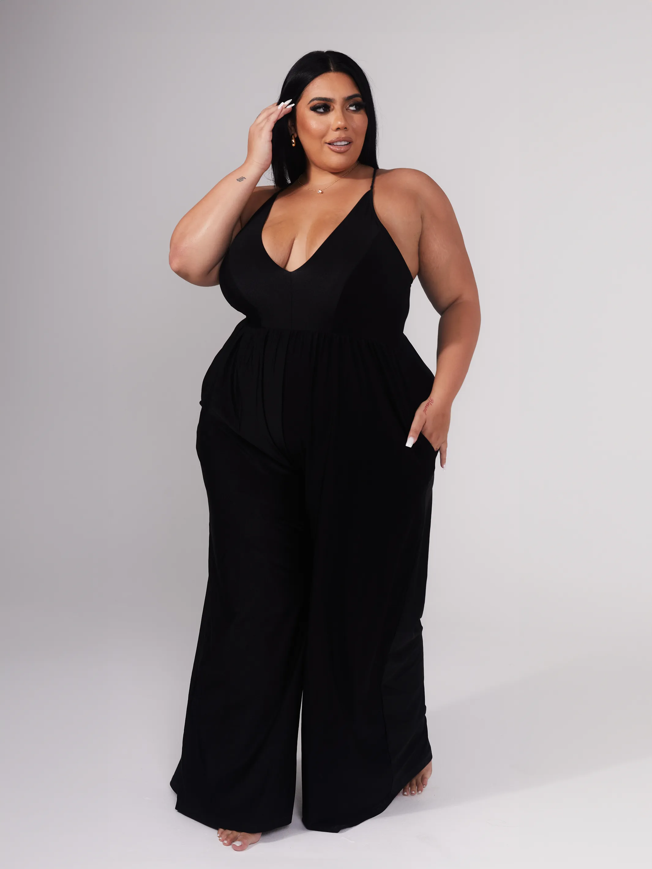 Lux Deep V Brami Jumpsuit