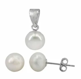 Sterling silver pearl set