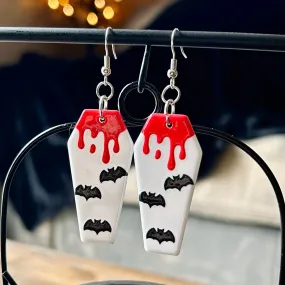 White Spooky Coffin Earrings